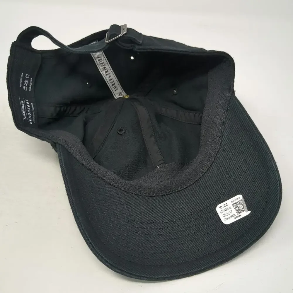 Adidas Baseball Cap Black One Size Adjustable Cotton Aeroready Logo Sport Hat